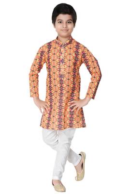 Multicolor printed cotton poly boys-kurta-pyjama 1