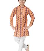 Multicolor printed cotton poly boys-kurta-pyjama