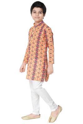 Multicolor printed cotton poly boys-kurta-pyjama 3