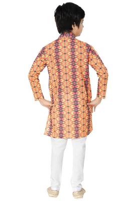 Multicolor printed cotton poly boys-kurta-pyjama 4
