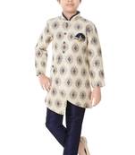 Blue woven cotton poly boys-indo-western-dress