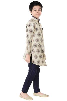 Blue woven cotton poly boys-indo-western-dress 2