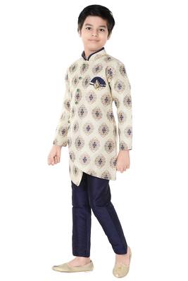 Blue woven cotton poly boys-indo-western-dress 3