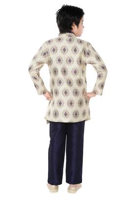 Blue woven cotton poly boys-indo-western-dress 4