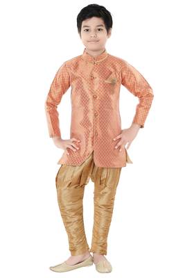Orange woven cotton poly boys-indo-western-dress 1