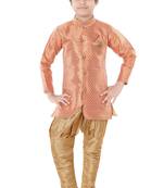 Orange woven cotton poly boys-indo-western-dress
