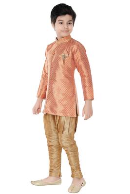 Orange woven cotton poly boys-indo-western-dress 3