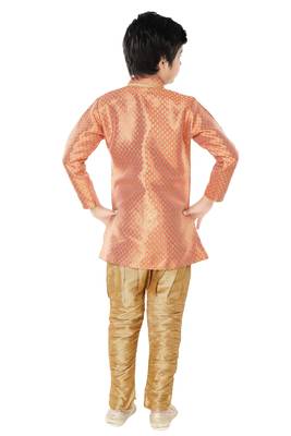 Orange woven cotton poly boys-indo-western-dress 4