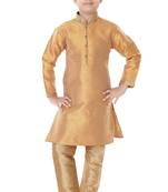 Gold woven cotton poly boys-indo-western-dress
