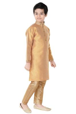 Gold woven cotton poly boys-indo-western-dress 2