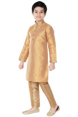 Gold woven cotton poly boys-indo-western-dress 3