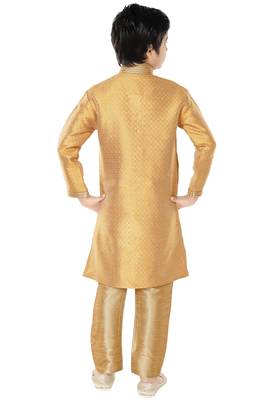 Gold woven cotton poly boys-indo-western-dress 4