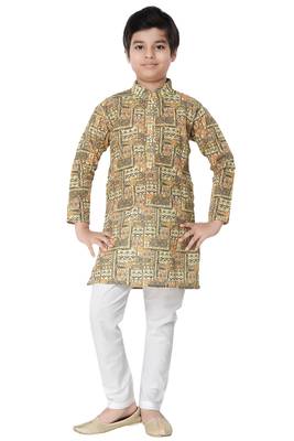 Multicolor printed cotton poly boys-kurta-pyjama 1