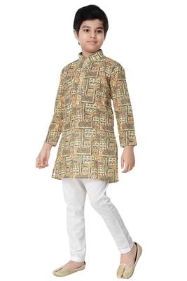 Multicolor printed cotton poly boys-kurta-pyjama 2