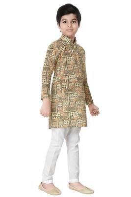 Multicolor printed cotton poly boys-kurta-pyjama 3