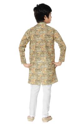 Multicolor printed cotton poly boys-kurta-pyjama 4