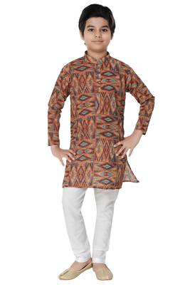 Multicolor printed cotton poly boys-kurta-pyjama 1