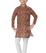 Multicolor printed cotton poly boys-kurta-pyjama