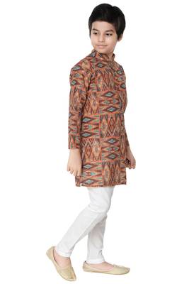 Multicolor printed cotton poly boys-kurta-pyjama 3