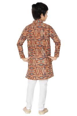Multicolor printed cotton poly boys-kurta-pyjama 4