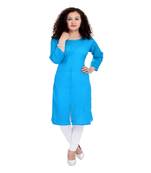 blue plain Cotton Kurti