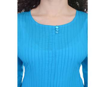 blue plain Cotton Kurti 4