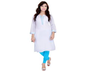 white plain Cotton Kurti 1