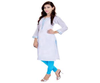 white plain Cotton Kurti 3