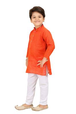Orange plain cotton boys-kurta-pyjama 2