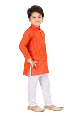 Orange plain cotton boys-kurta-pyjama 3