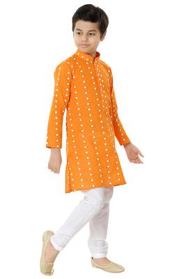 Orange plain cotton boys-kurta-pyjama 2