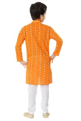 Orange plain cotton boys-kurta-pyjama 4