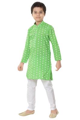 Green plain cotton boys-kurta-pyjama 3