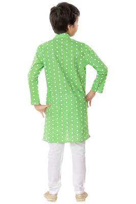 Green plain cotton boys-kurta-pyjama 4