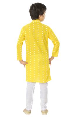 Yellow plain cotton boys-kurta-pyjama 3