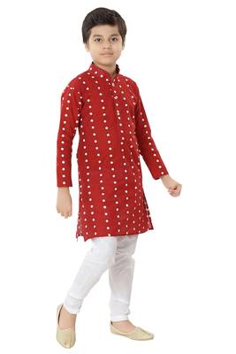 Red plain cotton boys-kurta-pyjama 2