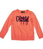 Orange Printed Cotton Kids Tops