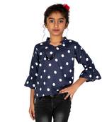 Blue Printed Cotton Kids Tops