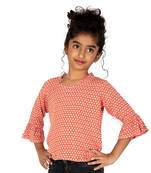 Orange Printed Cotton Kids Tops