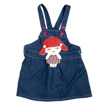 Blue Printed Cotton Girls Dangri Dress 1