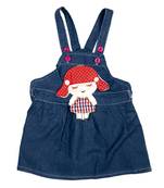 Blue Printed Cotton Girls Dangri Dress