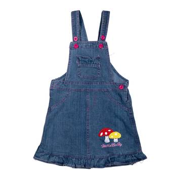 Blue Printed Cotton Girls Dangri Dress 1