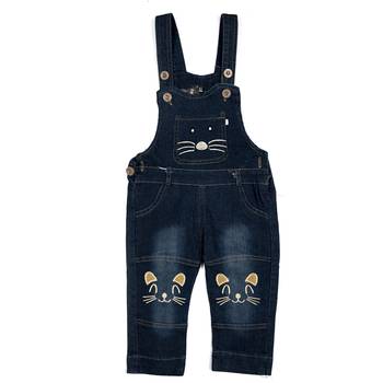 Blue Printed Cotton Girls Dangri Dress 1