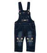 Blue Printed Cotton Girls Dangri Dress