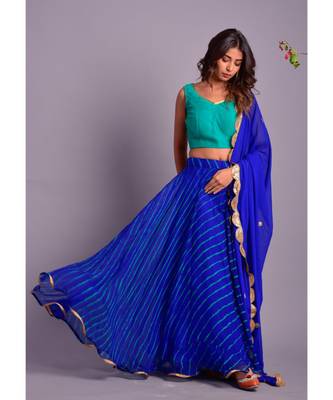 ROYALE BLUE LEHERIYA LEHENGA SET 2