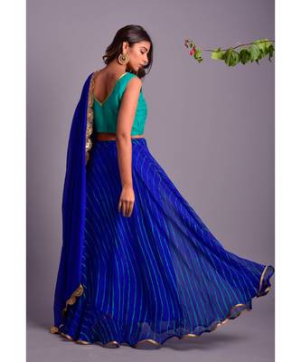 ROYALE BLUE LEHERIYA LEHENGA SET 3