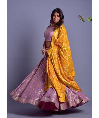 purple woven silk readymade-lehenga-cholis 1
