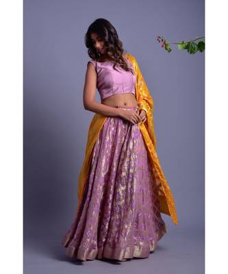 purple woven silk readymade-lehenga-cholis 2