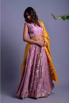 purple woven silk readymade-lehenga-cholis
