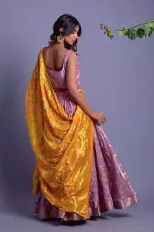 purple woven silk readymade-lehenga-cholis